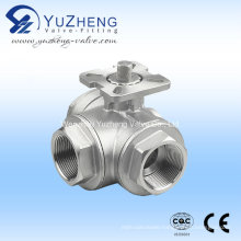 Stainless Steel Three Way Ball Valve with Pad